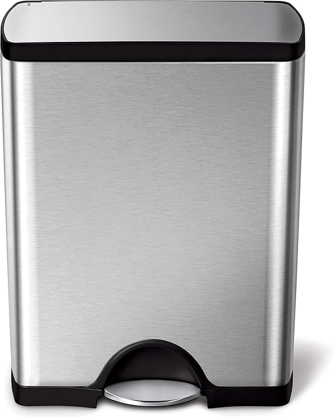 simplehuman 50 Liter / 13.0 Gallon Rectangular Kitchen Step Trash Can, Brushed by Simplehuman