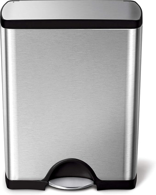 simplehuman 50 Liter / 13.0 Gallon Rectangular Kitchen Step Trash Can, Brushed by Simplehuman