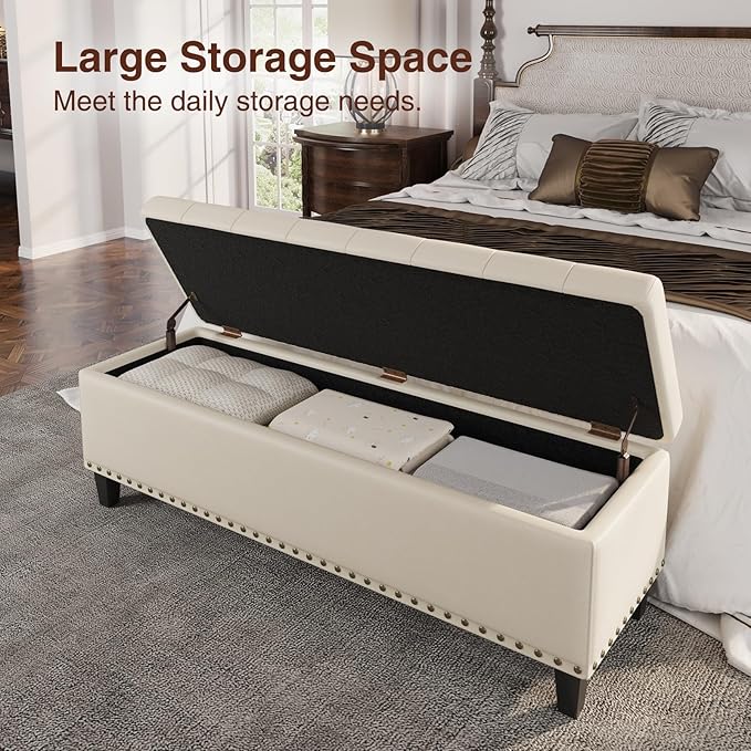 Storage Ottoman Bench, 51-Inch Large Storage Bench - Image 3