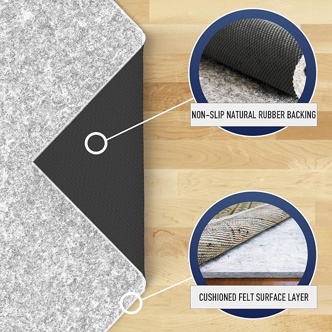 RUGPADUSA - Dual Surface - 9'x13' - 1/4" Thick - Felt + Rubber - Non-Slip - Image 3