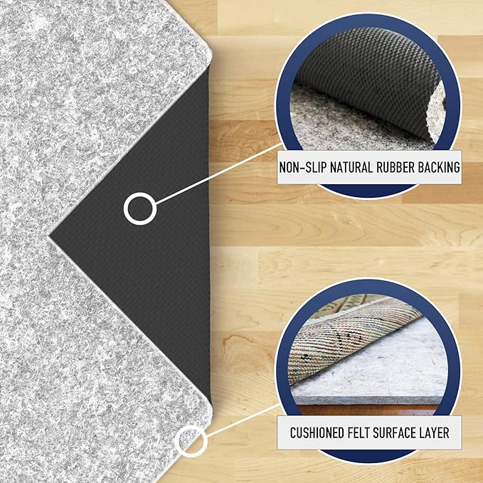 RUGPADUSA - Dual Surface - 5'x8' - 1/4" Thick - Felt + Rubber - Non-Slip - Image 3