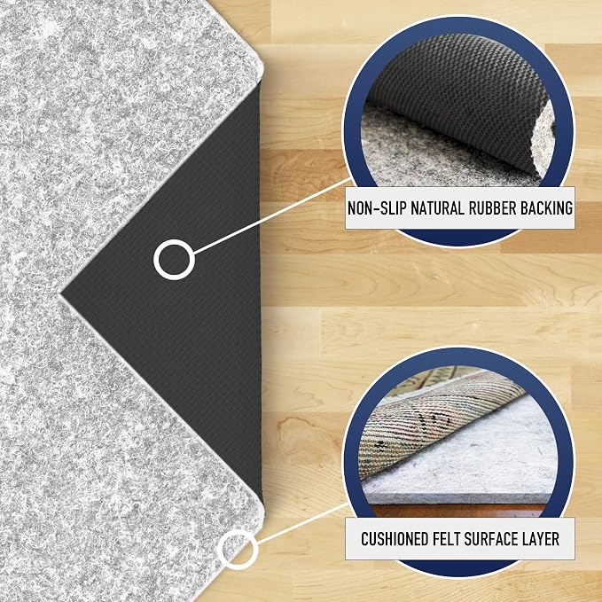 RUGPADUSA - Dual Surface - 6'x8' - 1/4" Thick - Felt + Rubber - Non-Slip - Image 3