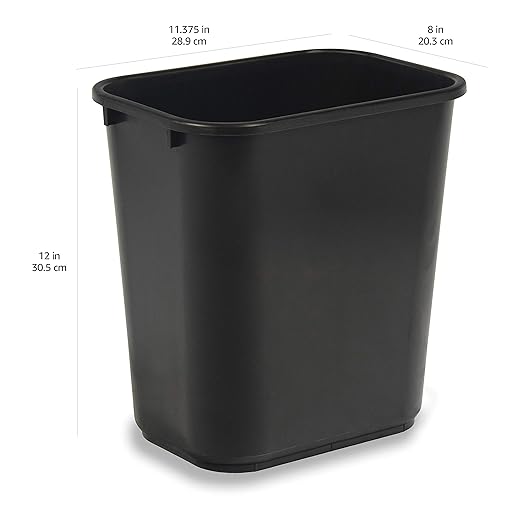 Amazon Basics Small Trash Can, Rectangular Commercial Office Wastebasket - Image 3