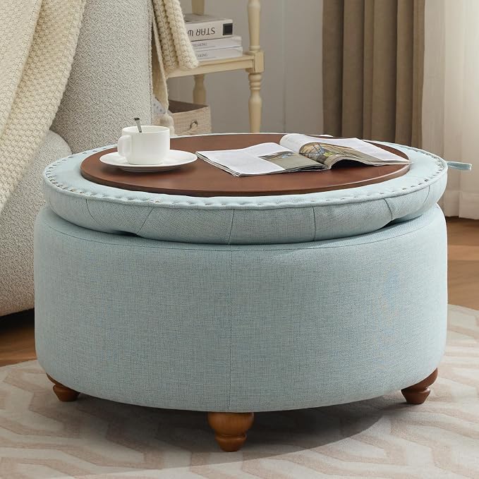 30Inch Round Storage Ottoman - Image 2
