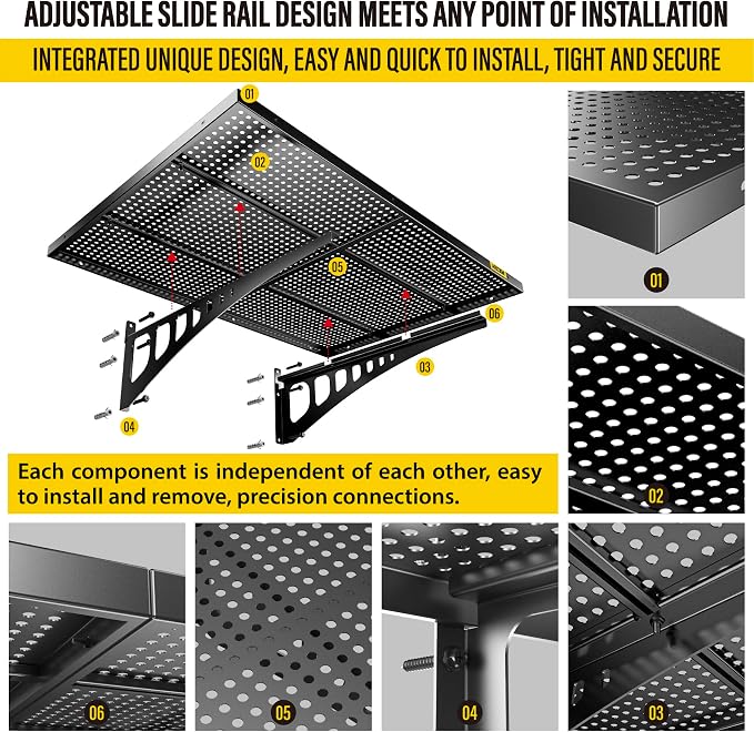 2-Pack 2x3ft Adjustable Garage Wall Shelving 560lbs Load Capacity Heavy Duty - Image 6