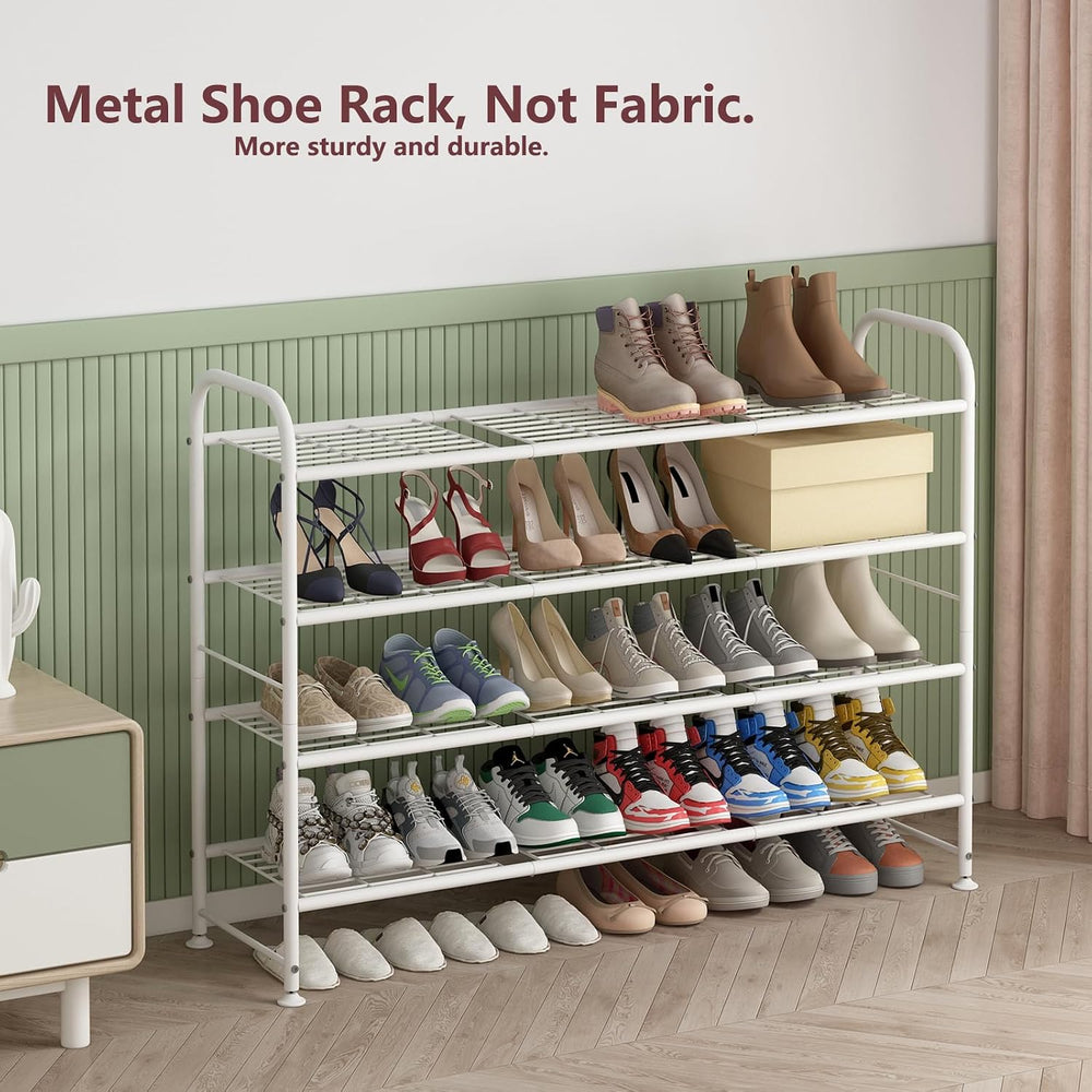 LINZINAR 4 Tier Long Shoe Rack for Closet Metal Shoe Organizer for Entryway