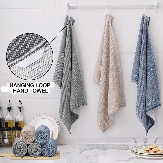 Homaxy Premium Kitchen Towels, Large Cotton Kitchen Hand Towels, Flat and Terry - Image 3