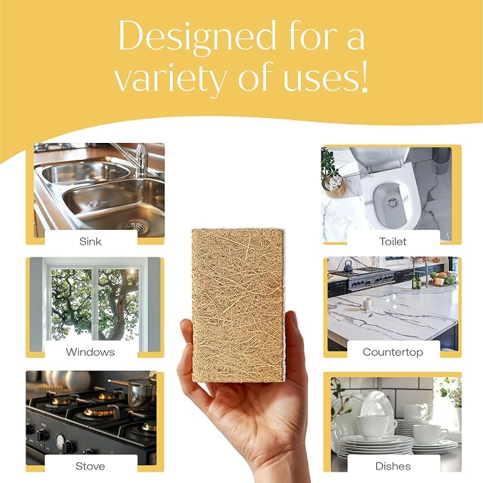 FabTab Coconut and Cellulose Sponges, Plant-Based, Non-Scratch Cleaning Sponges - Image 8