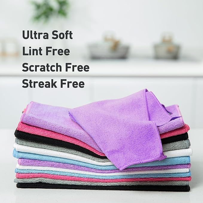 Purple Microfiber Cleaning Cloth, Ultra Soft Absorbent Microfiber Cleaning Rags - Image 3