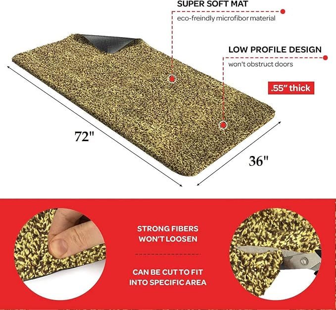 Premium Microfiber Indoor Door Mat – 36"x72" Washable Entry Mat, Waterproof - Image 2