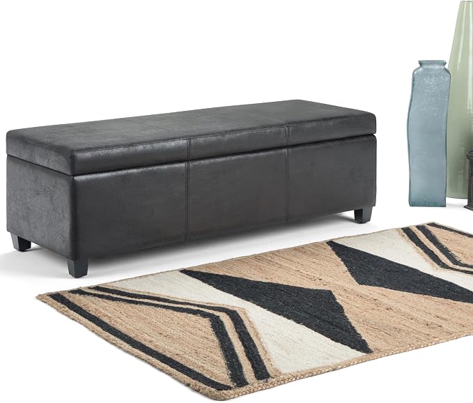 SIMPLIHOME Avalon 48 inch Wide Contemporary Rectangle Storage Ottoman Bench in - Image 10