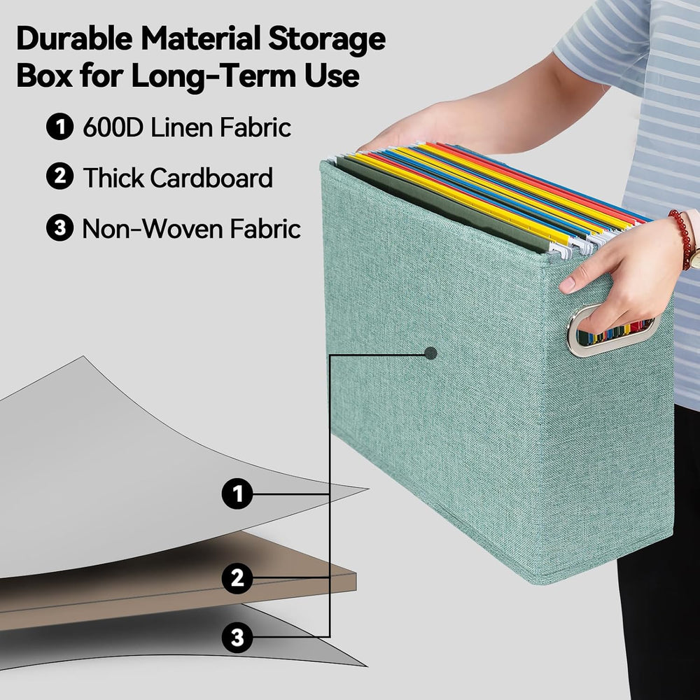 6 Pack Letter Size File Storage Box Collapsible，Fabric Hanging File Folders O...