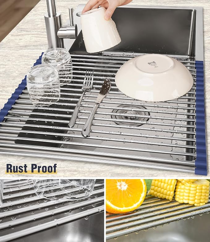 Tomorotec 17.7" x 15.5" Roll Up Dish Drying Rack Over Sink Drying Rack Sink - Image 2