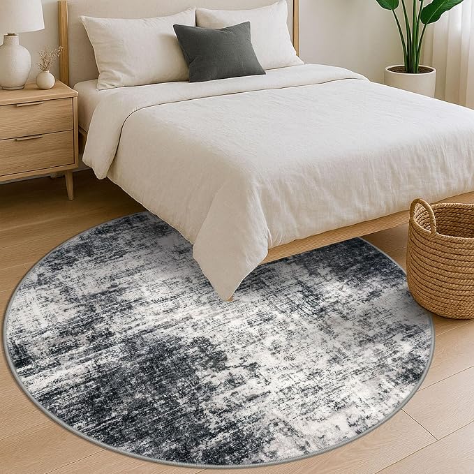 IOHOUZE Abstract Round Area Rug 6 Ft Washable Circle Rugs Large Round Rug Non - Image 8