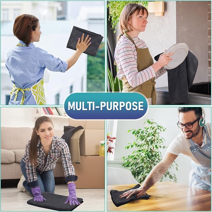 Newwiee 6 Pcs Extra Large Microfiber Cleaning Cloth 30" x 20" Washable Reusable - Image 6