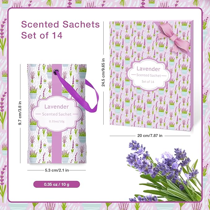 SCENTORINI Lavender Sachets for Drawers and Closets, Long-Lasting Sachets Bags - Image 2
