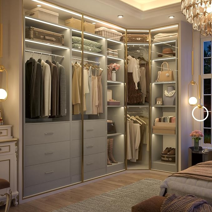 Corner Closet System with 6 Drawers, Closet Organizer System with 14 Shelves & - Image 3