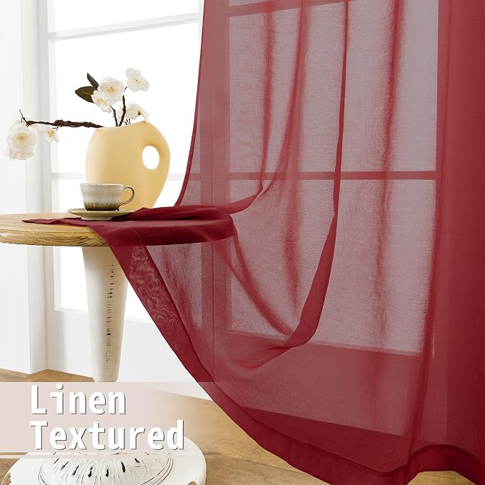 Tollpiz Sheer Door Curtain Closet Linen Textured Curtain Sheers Doorway Light - Image 4