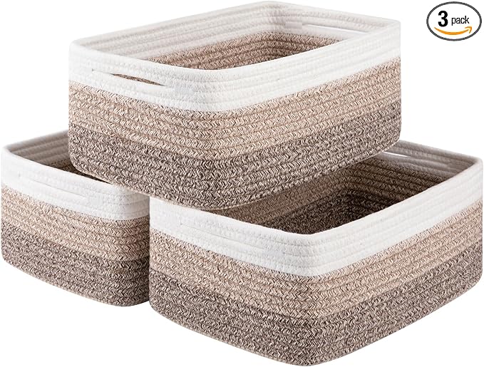 3 Pack Small Storage Baskets for Organizing, Cute Woven Decorative Gift Baskets by OIASKET