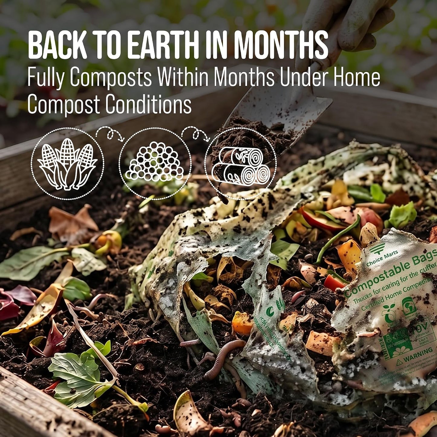 50 Home Compostable Trash Bags 1.6 Gallon Easy Tie Handles | Certified Home Compostable, Leak Resistant Kitchen Compost Bags, Easy Tie Handles, Fits Most Countertop Bins