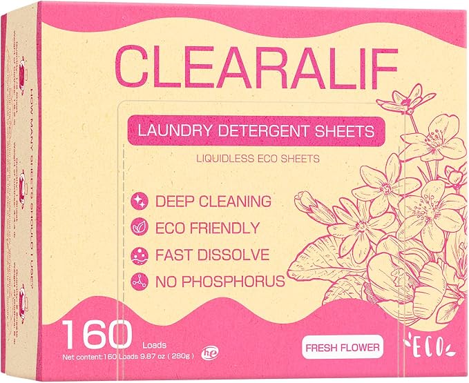Laundry Detergent Sheets Up to 160 Loads, Fresh Flower by CLEARALIF