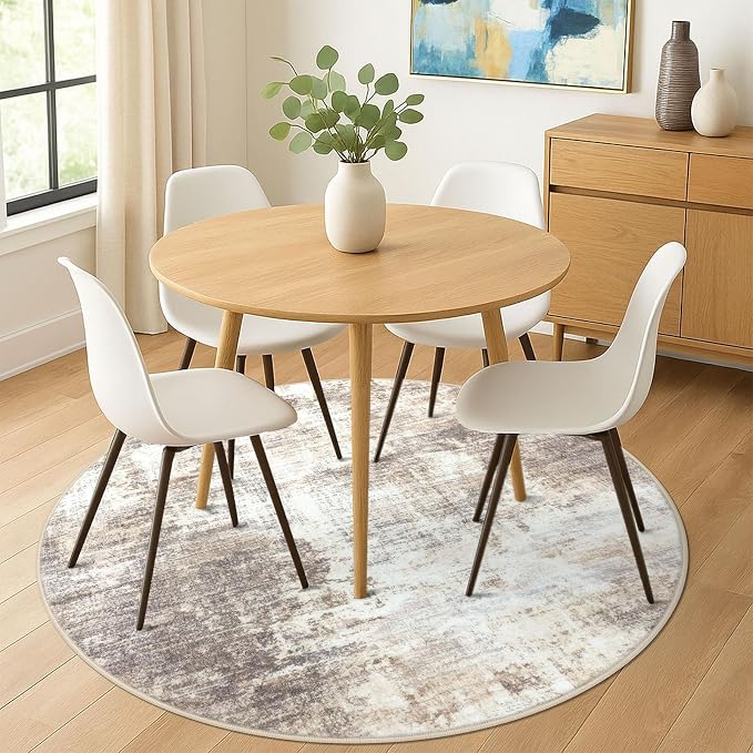IOHOUZE Abstract Round Area Rug 6 Ft Washable Circle Rugs Large Round Rug Non - Image 2
