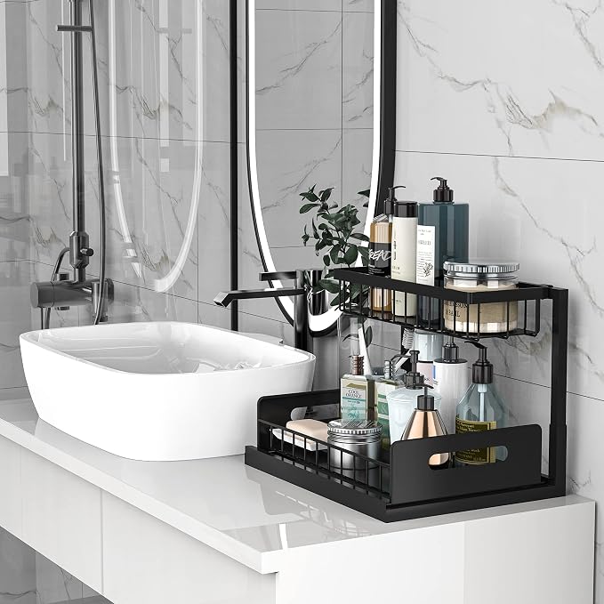 bukfen Under Sink Organizer, Pull Out Cabinet Organizer 2-Tier Slide Out - Image 4