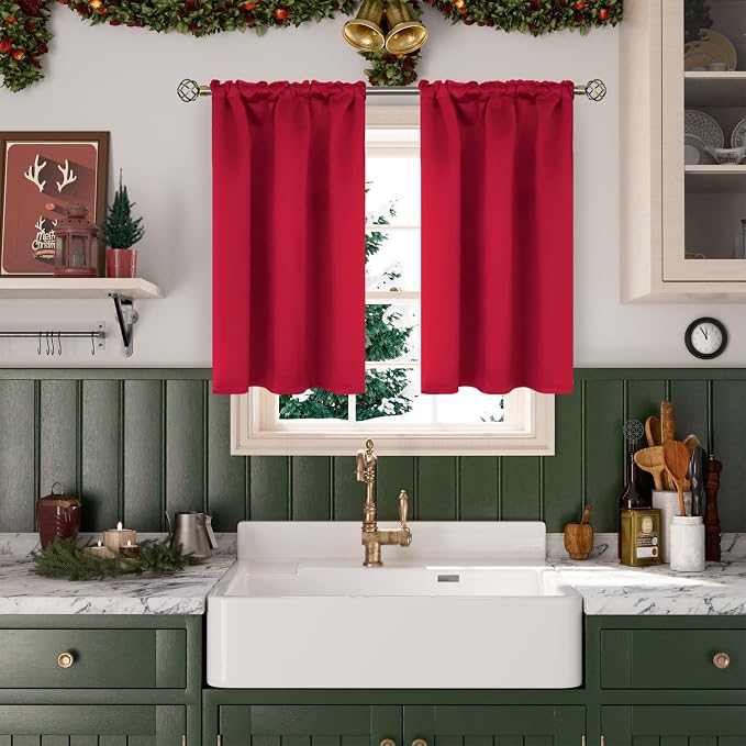BGment Red Blackout Curtains 40 Inches Length - Image 2