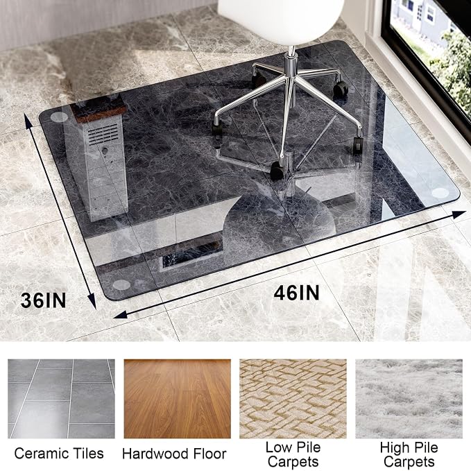 GLSLAND Office Chair Mat, 1/6" Thick Computer Floor Mat - Image 7