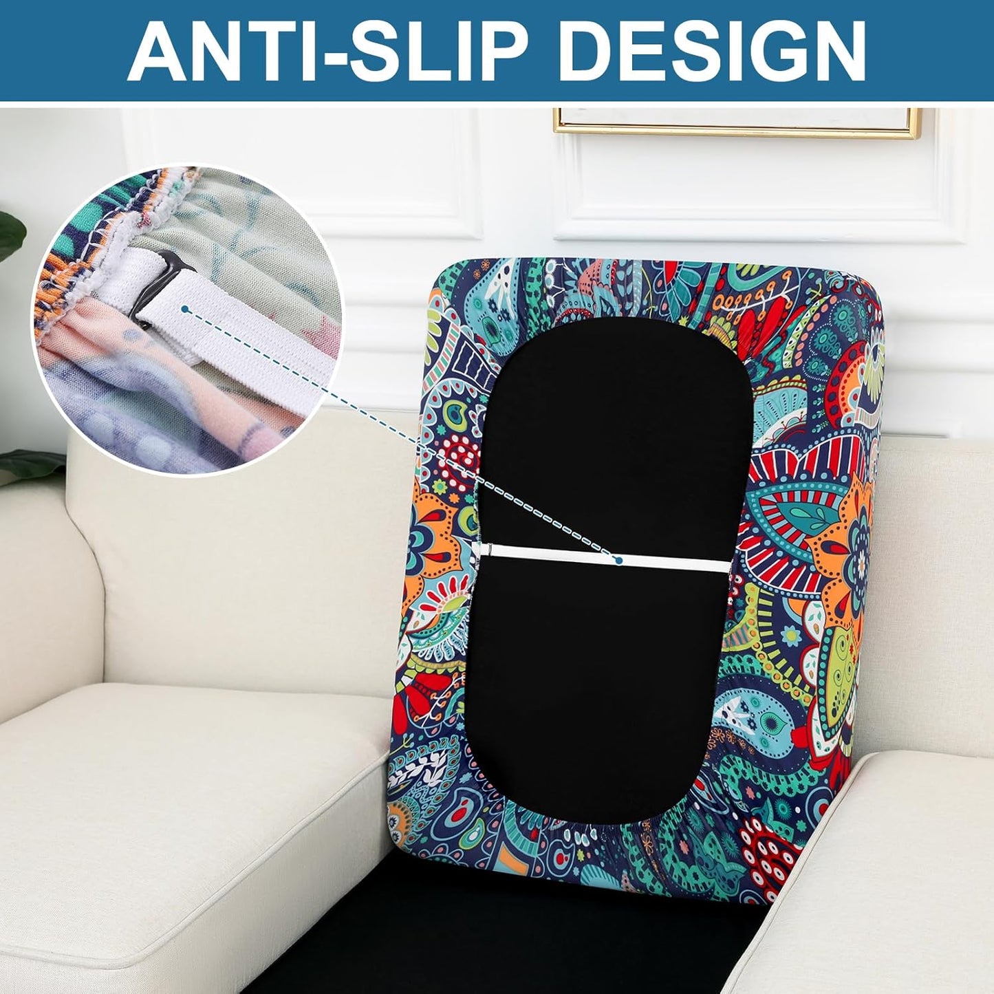 Smiry Printed Couch Cushion Covers, Stretch Soft Couch Covers for Sofa, Washable Non-Slip Sofa Slipcover Furniture Protector for Indoor and Outdoor (1 Pack, Blue Green)