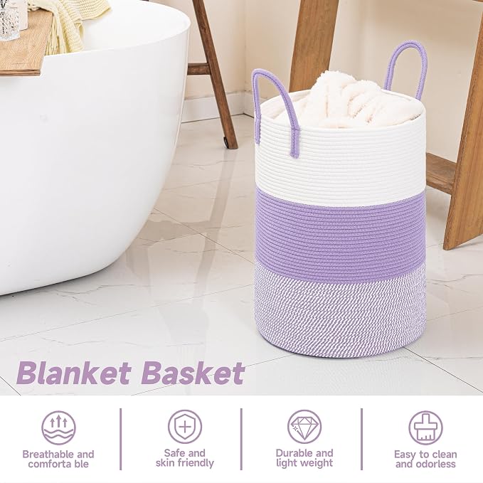 CLHMILY&Z 40L Laundry Basket Round Storage Rope Basket - Image 4