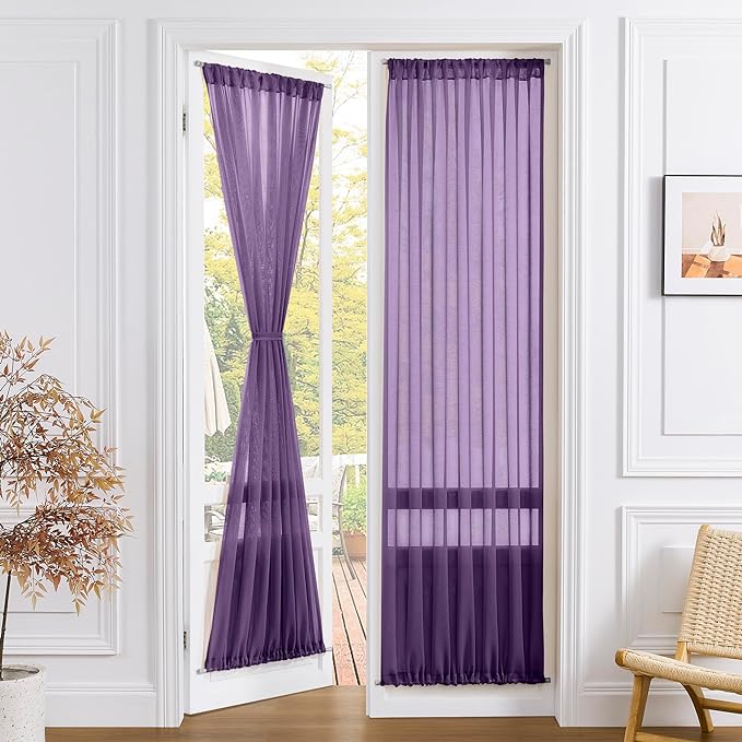 Tollpiz Sheer Door Curtain Closet Linen Textured Curtains Sheer Doorway Light by Tollpiz