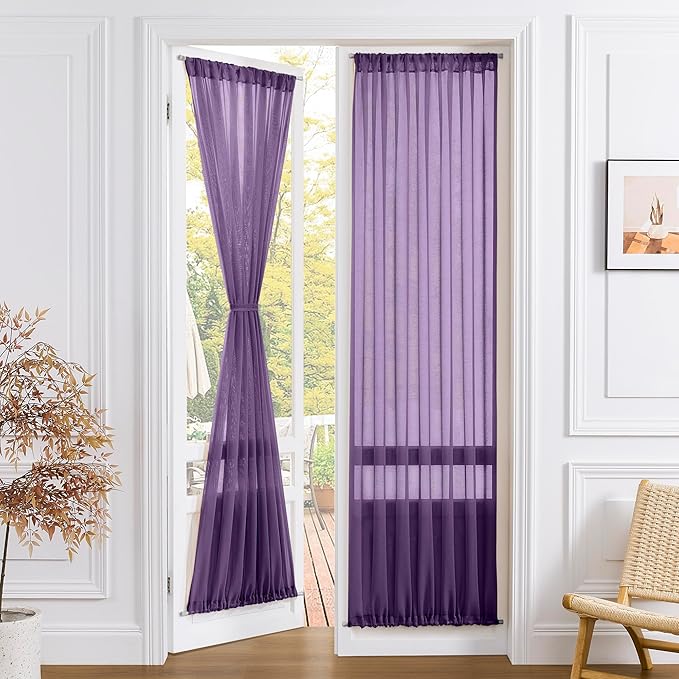 Tollpiz Sheer Door Curtains Closet Linen Textured Curtains Sheer Doorway Light by Tollpiz