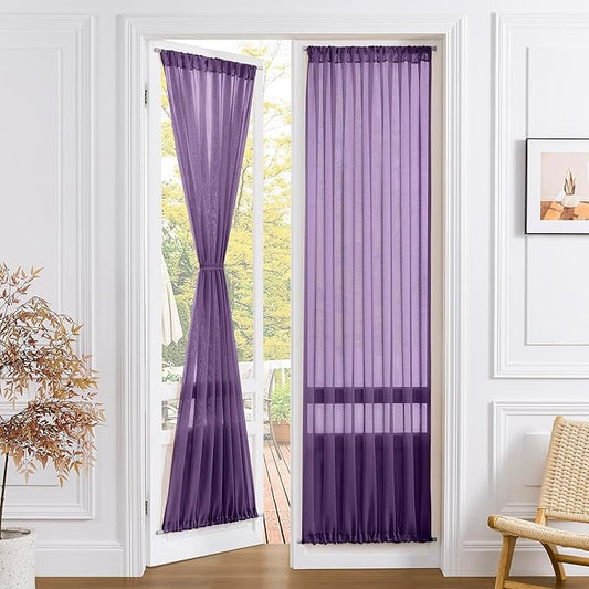 Tollpiz Sheer Door Curtains Closet Linen Textured Curtains Sheer Doorway Light by Tollpiz