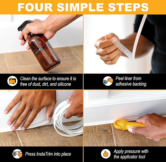 InstaTrim The Original Flexible Trim -10ft Grey 3/4" Wide Caulk Tape - Image 10