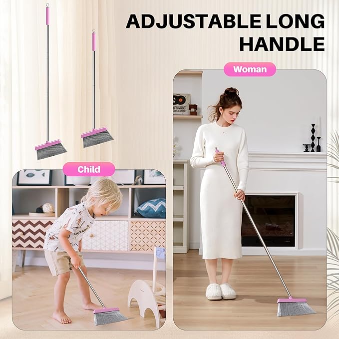 JOYMOOP Pink Broom and Dustpan Set - Image 3