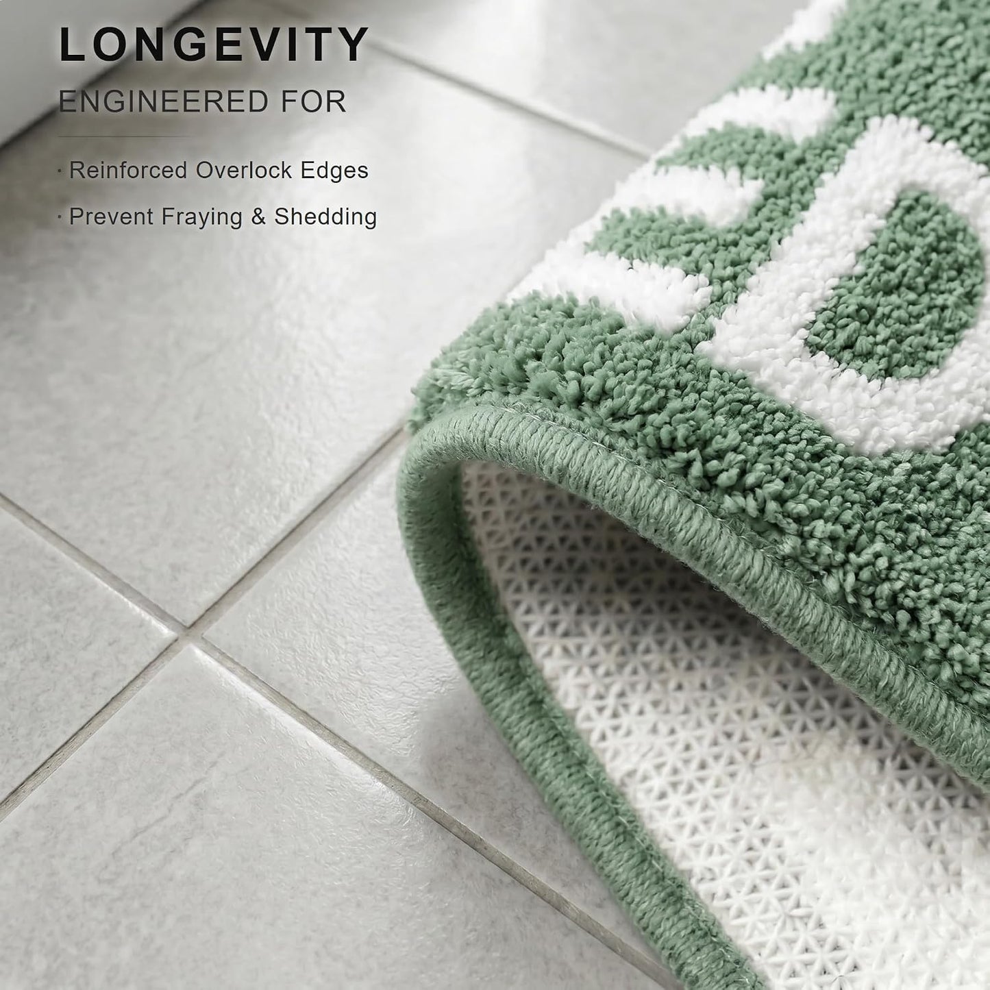 Sage Green Get Naked Bath Mat 16"x24",Boho Bathroom Rug Decor | Boho Bathroom Rug Decor,Cute Minimalist Bath Rug,0.7" Thick Soft Microfiber Shower Mat,Non-Slip TPR Backing,Machine washable.