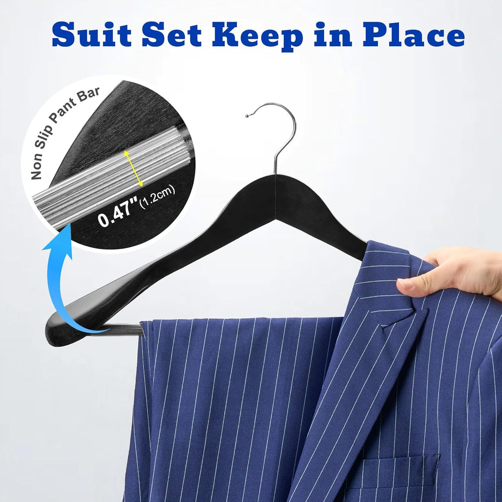 HOUSE DAY High-Grade Suit Hangers, Wide Shoulder Wooden Hangers with Non Slip...