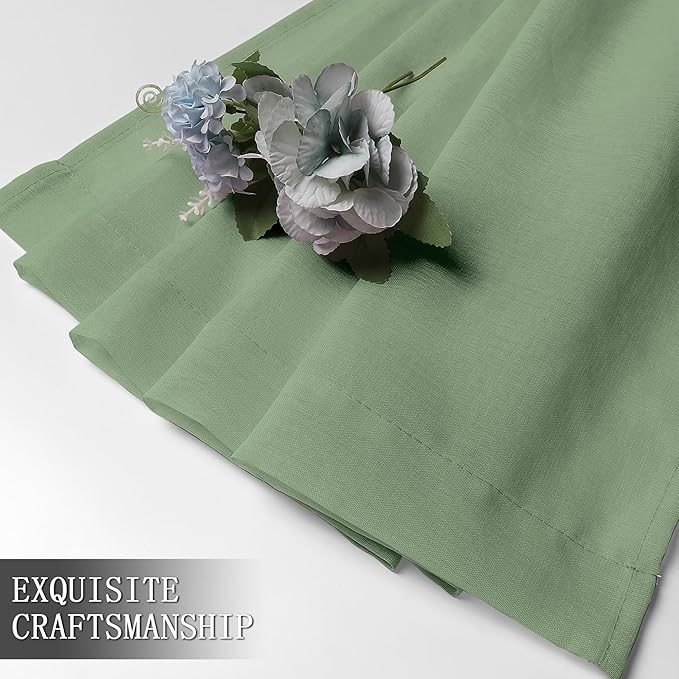 Tollpiz Short Sheer Curtains Linen Textured Bedroom Curtain Sheers Light - Image 7