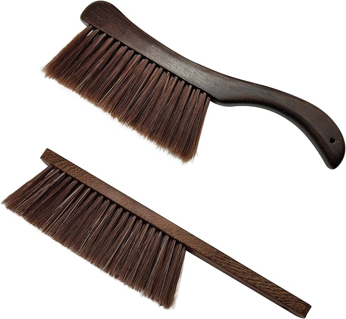 2 Pcs Wooden Hand Broom Brush, Dust Bench Brush Whisk Broom Soft Bristle Brush by HIQU+and+HIST