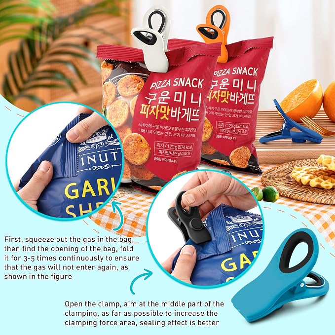 12 Pack Chip Clips, Colorful Magnetic Clip, Plastic Bag Clips - Image 4