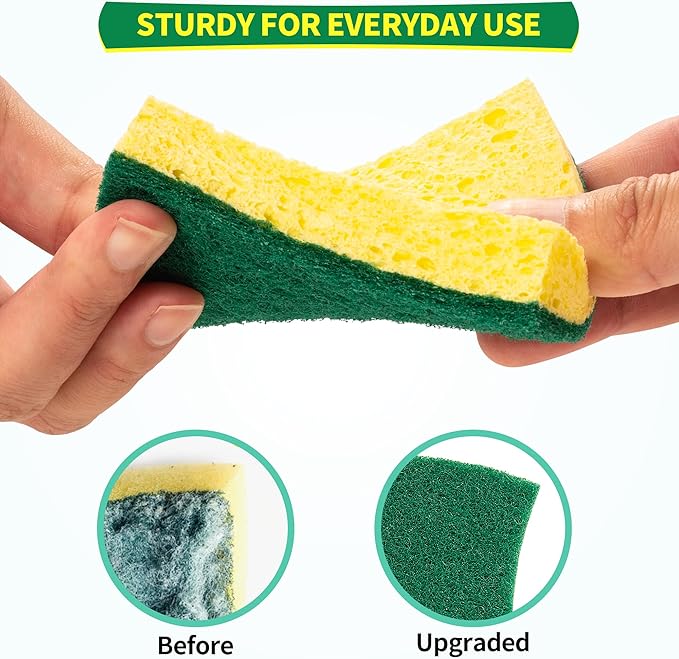 HOMERHYME Heavy Duty Scrub Sponge 24 Pack, Eco Cellulose Kitchen Dish Sponge - Image 3