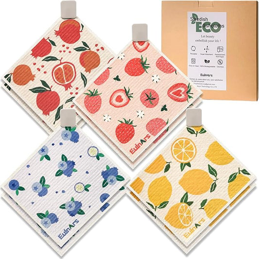 Swedish Dishcloths for Kitchen, 8 Pack Reusable Paper Towels by Eulnars