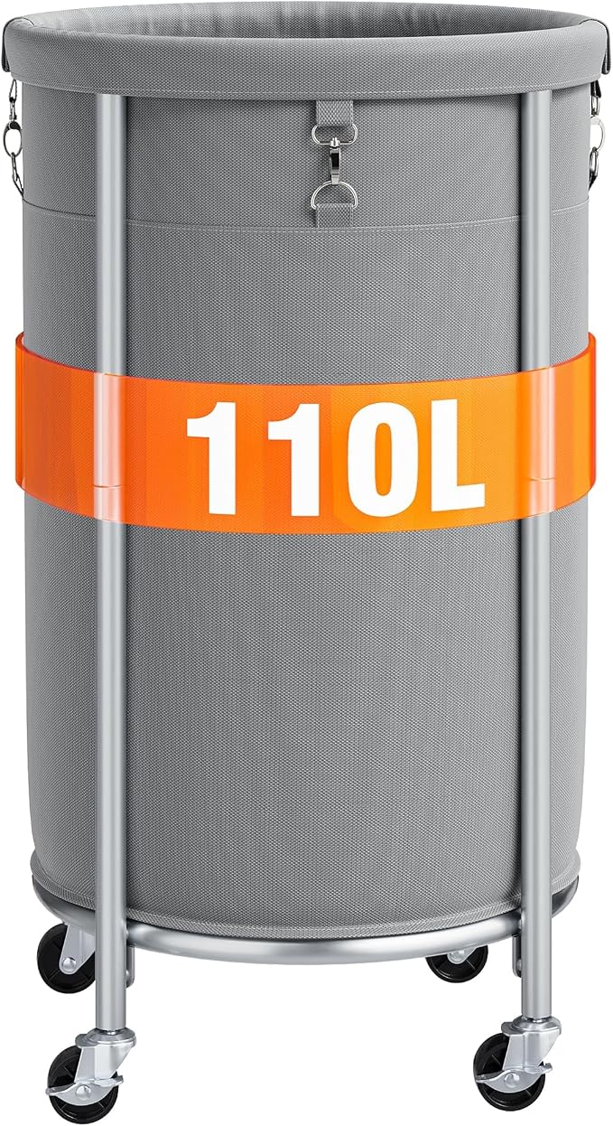 ELYKEN Laundry Hamper with Wheels, 110L Rolling Laundry Basket, Round Laundry by ELYKEN