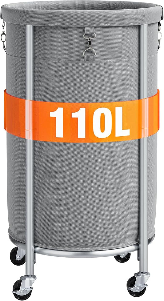 ELYKEN Laundry Hamper with Wheels, 110L Rolling Laundry Basket, Round Laundry by ELYKEN