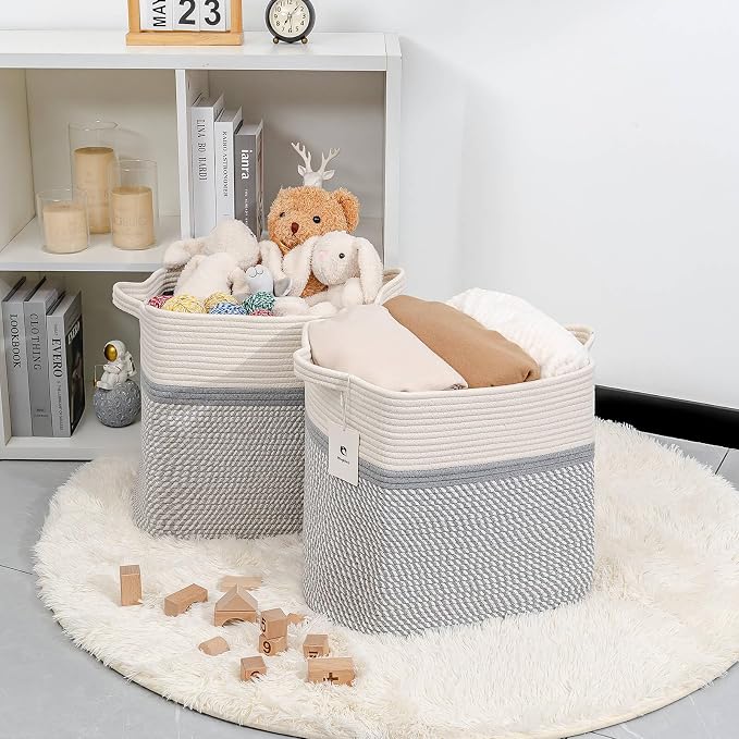 Storage Baskets for Clothes Fabric Cotton Rope Storage Basket - Image 4