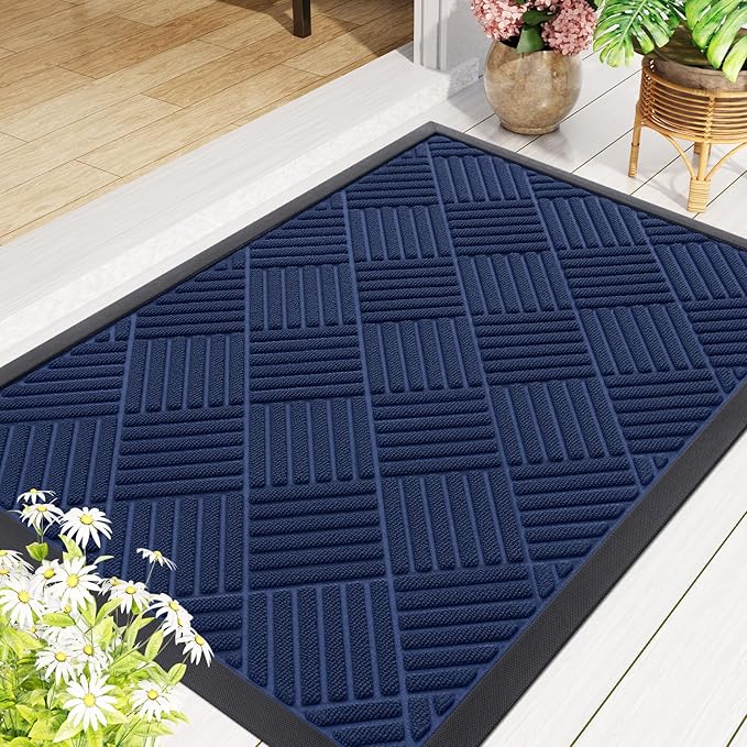Smiry Front Door Mat Outside Entrance, Heavy Duty Outdoor Indoor Natural Rubber - Image 8