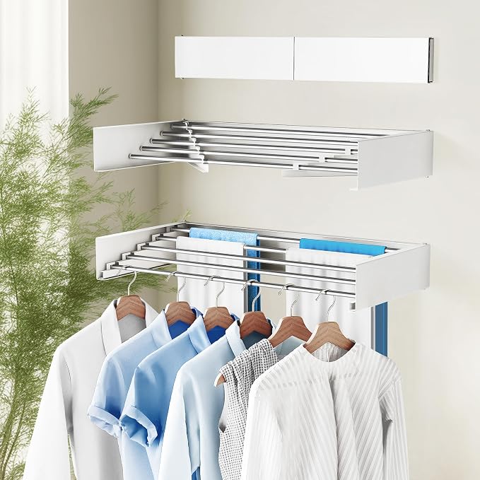 Drying Rack Clothing, Clothes Drying Rack Wall Mounted, Collapsible Hanging - Image 7