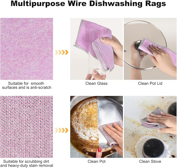 10pcs Non Scratch Wire Dishcloth Multipurpose Wire Dishwashing Rag - Image 5