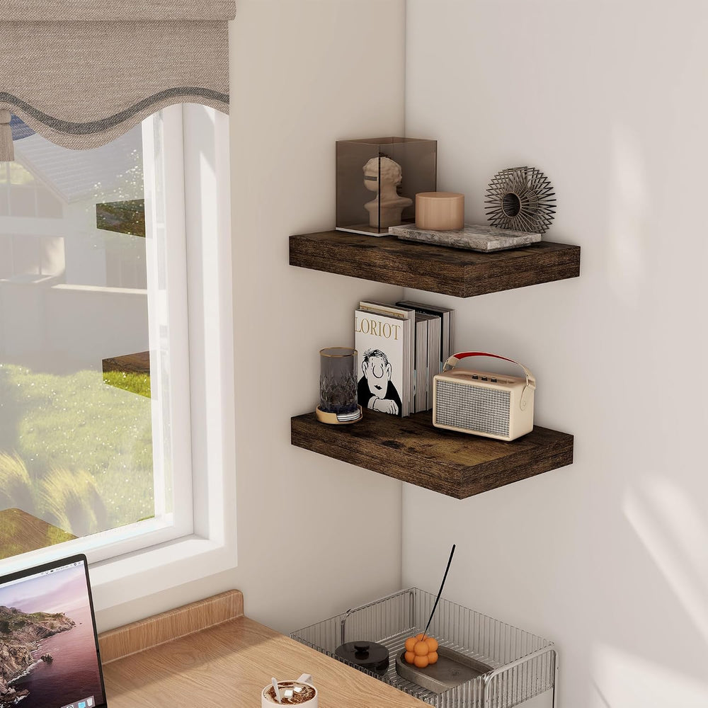 12 Inch Deep Floating Shelves, 16 x 12 Floating Shelf for Books, Rustic Wood ...